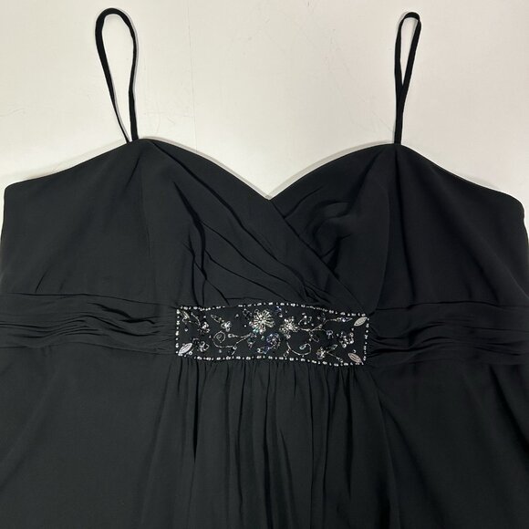 David Bridal Women High Low Black Chiffon Dress Strappy Beaded Front Sz 22 Flaw - Picture 4 of 12